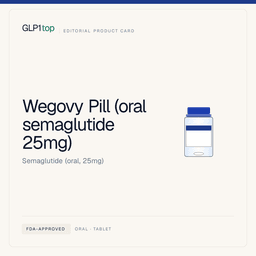Wegovy Pill (oral semaglutide 25mg) editorial product card — LoseLab